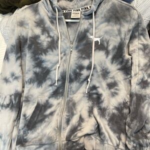Victoria's Secret Tie-Dye Hoodie - Gray and White